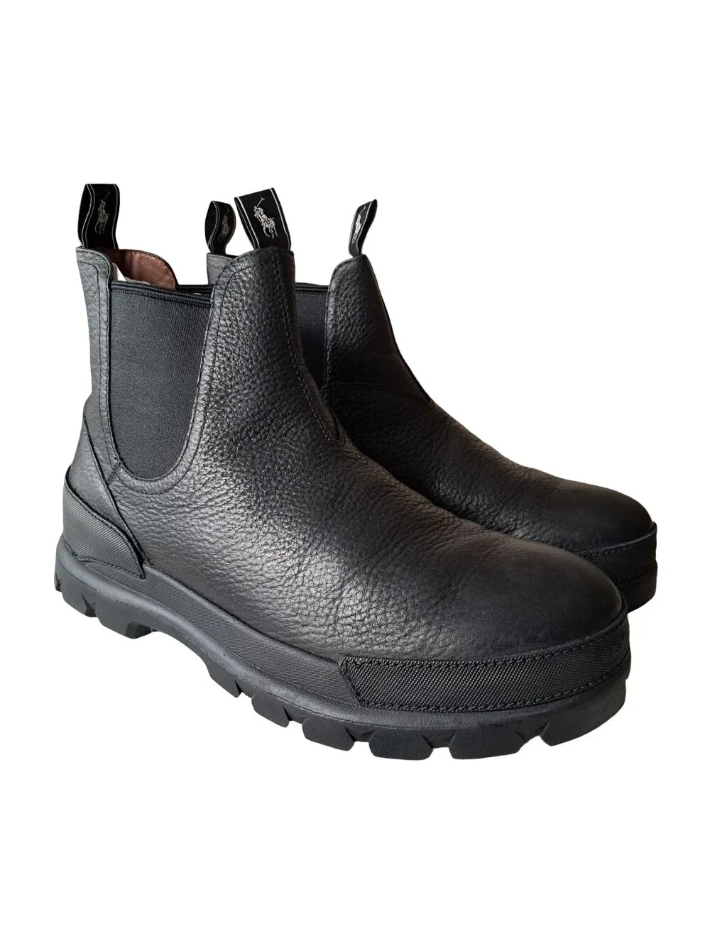 Polo Ralph Lauren Mens Oslo Leather Chelsea Black Boots Size 9.5 New